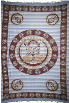 Tapestry Twin Size Overprint Madras Ganesh Blue