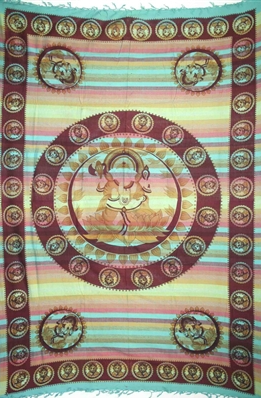Tapestry Twin Size Overprint Madras Ganesh Green
