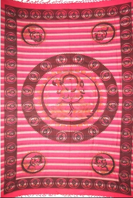 Tapestry Twin Size Overprint Madras Ganesh Red