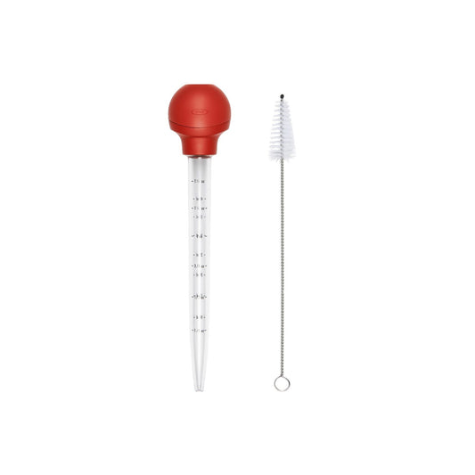 Kitchen Gadget - Baster With Cleaning Brush, Red