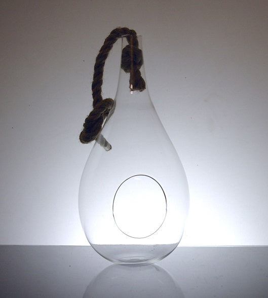Terrarium Hanging Glass Clear Teardrop 3.5" Opening 14.5" Tall