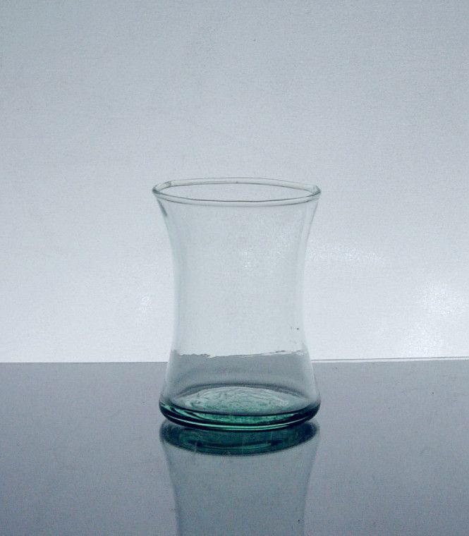 Vase Glass Clear Tapered Sides Lt Green 2.5" Opening 3.75" Tall