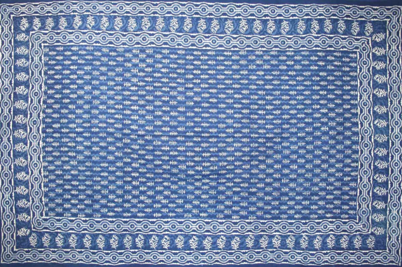 Tapestry Full Size Indigo Geo Dabu Leaf