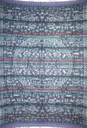 Tapestry Twin Size Overprint Madras Jungle Green