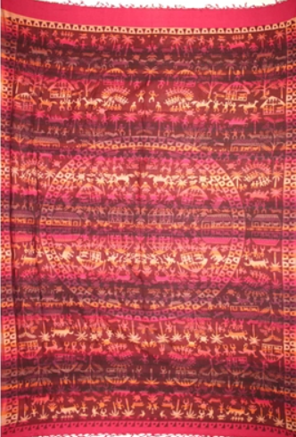 Tapestry Twin Size Overprint Madras Jungle Red