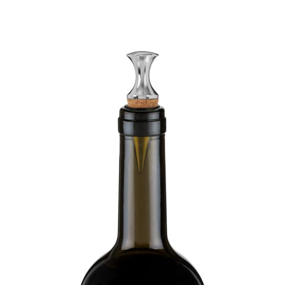 Wine Bottle Stopper Chrome Metal & Cork Monarch