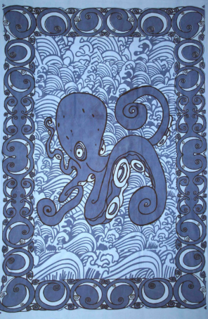 Tapestry Single Size Octopus Blue