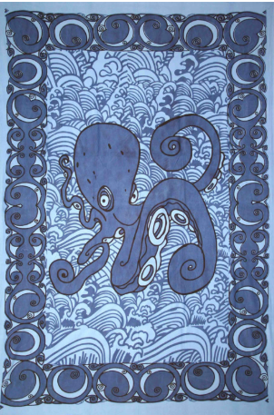 Tapestry Twin Size Octopus Blue