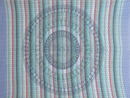 Tapestry Full Size Overprint Madras Circle Bagru Blue