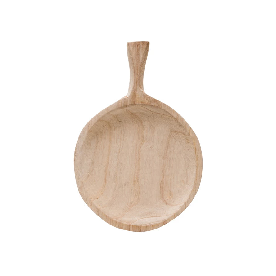 Tray with Handle Paulownia Wood Natural