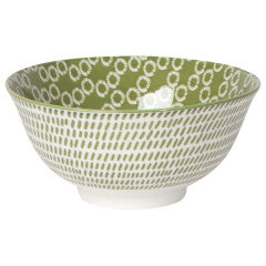 Stamped Pattern Bowl - 6" Green Ring