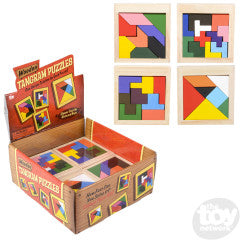 Brain Teaser Tanagram Wood Puzzle 4 Assorted 4in (Sold Individually)