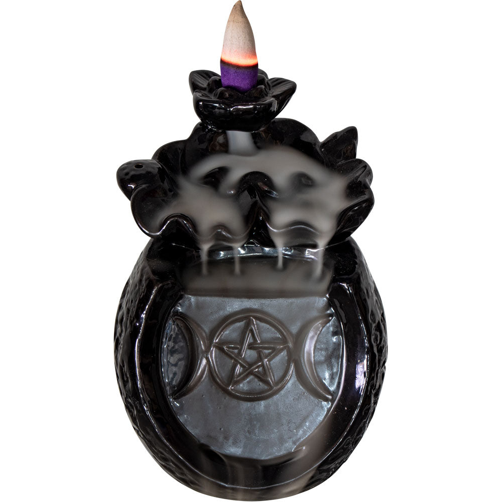 Ceramic Backflow Incense Burner - Triple Moon Waterfall