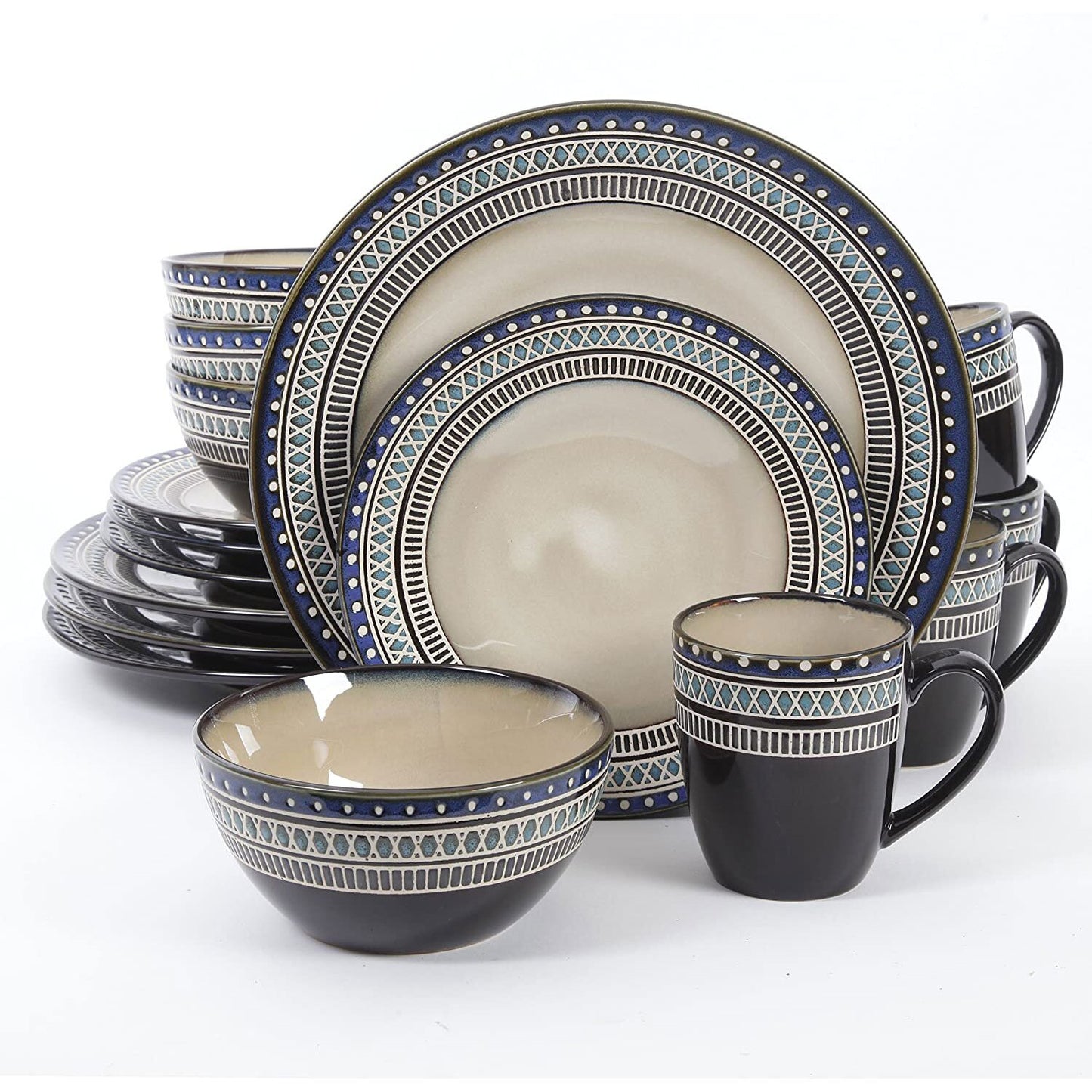Elite Magello Glazed 16 Piece Dinnerware Set