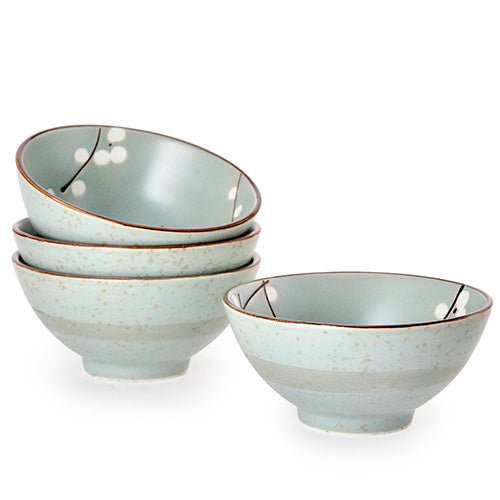 Rice Bowl - Dark Blue & Plants (Sold Individually)