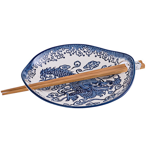 Plate Dragon Motif 6.5" x 4.5"With Chopsticks