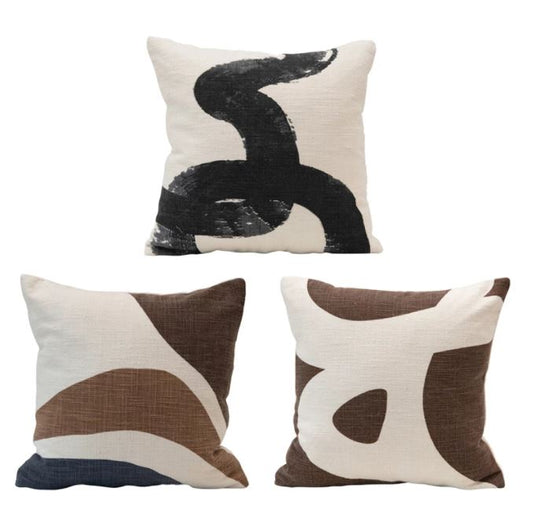 Throw Pillow - Cotton with Abstract Design Multi-Color 3 Styles