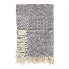 Throw Blanket Cotton Blend Textured Patterns Grey