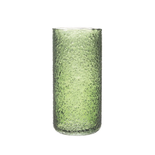 Vase Hurricane Seeded Glass - Green