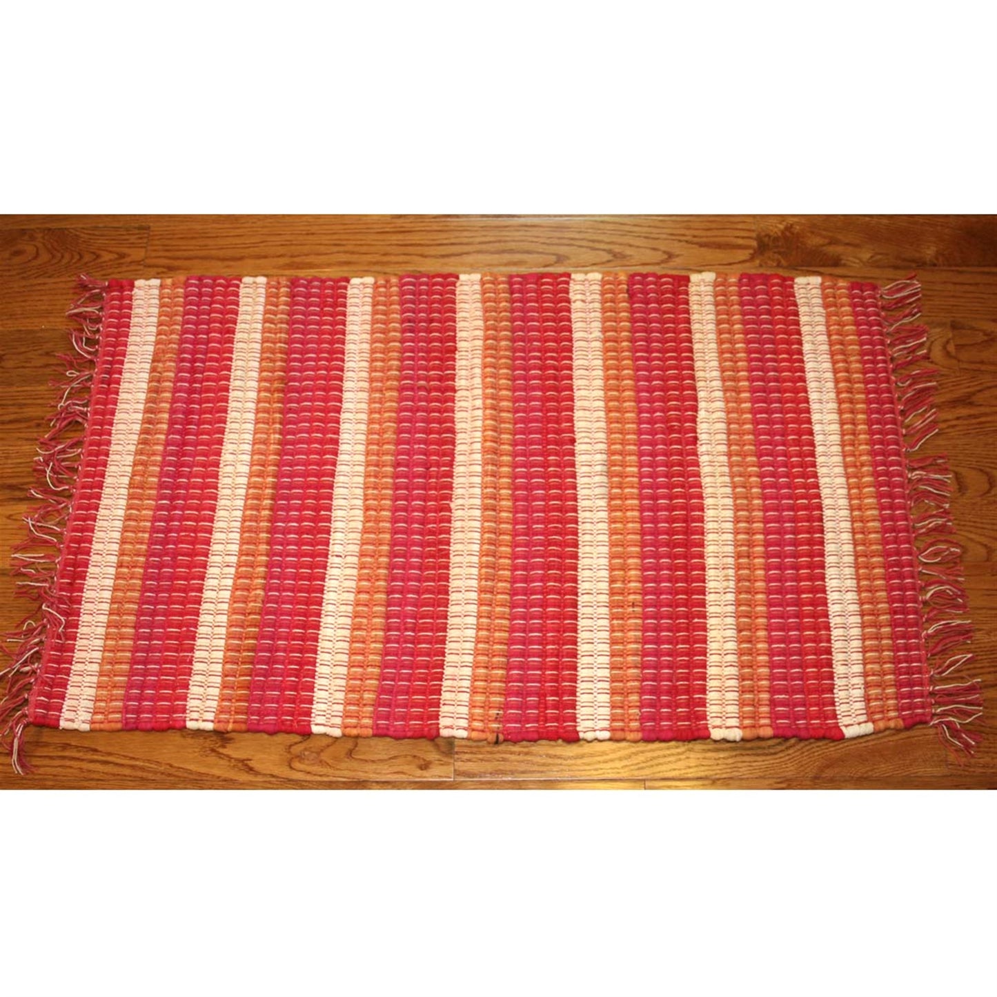 Rug Striped Nubby Red 3'x5'
