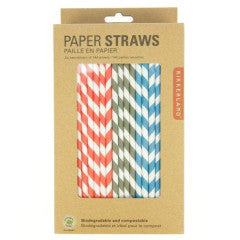Drinking Straws - Paper - Stripe Red Box of 144