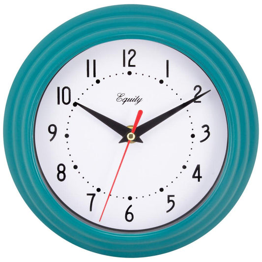 Wall Clock Analog Equity 8” Face-white Frame-blue-teal