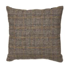 Throw Pillow - Wool Blend Plaid Grays and Gold