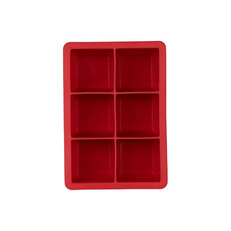 Ice Cube Tray - Silicone 6-Pocket King Sized Red