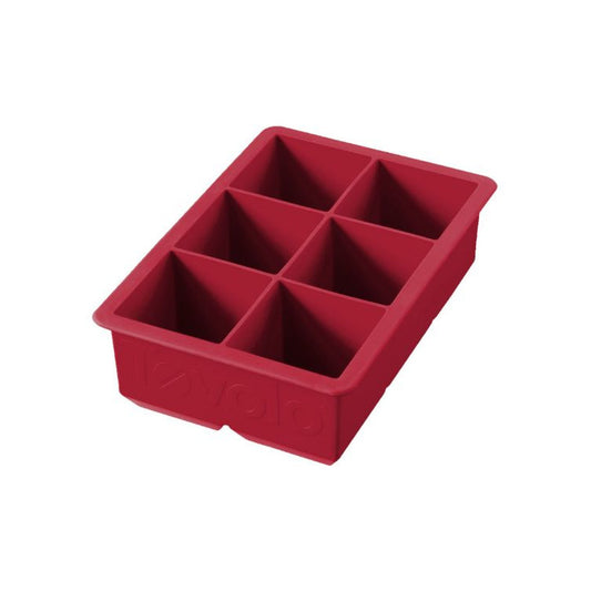 Ice Cube Tray - Silicone 6-Pocket King Sized Red