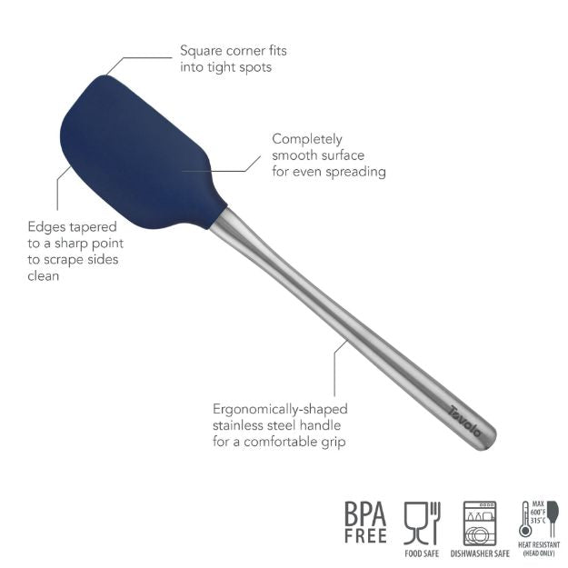 Cooking Utensil - Silicone Spatula w/ Stainless Steel Handle Deep Indigo