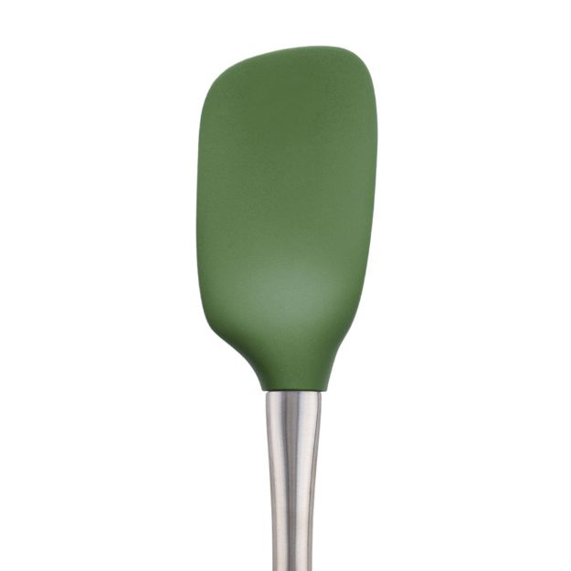 Cooking Utensil - Silicone Spoonula w/ Stainless Steel Handle Pesto