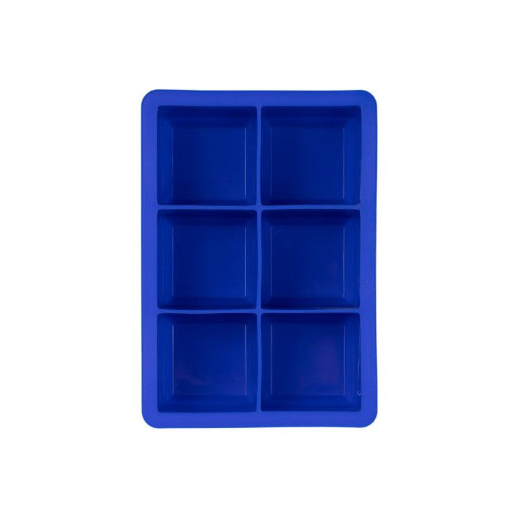 Ice Cube Tray - Silicone 6-Pocket King Sized Stratus Blue