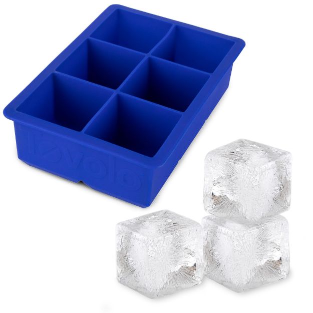 Ice Cube Tray - Silicone 6-Pocket King Sized Stratus Blue