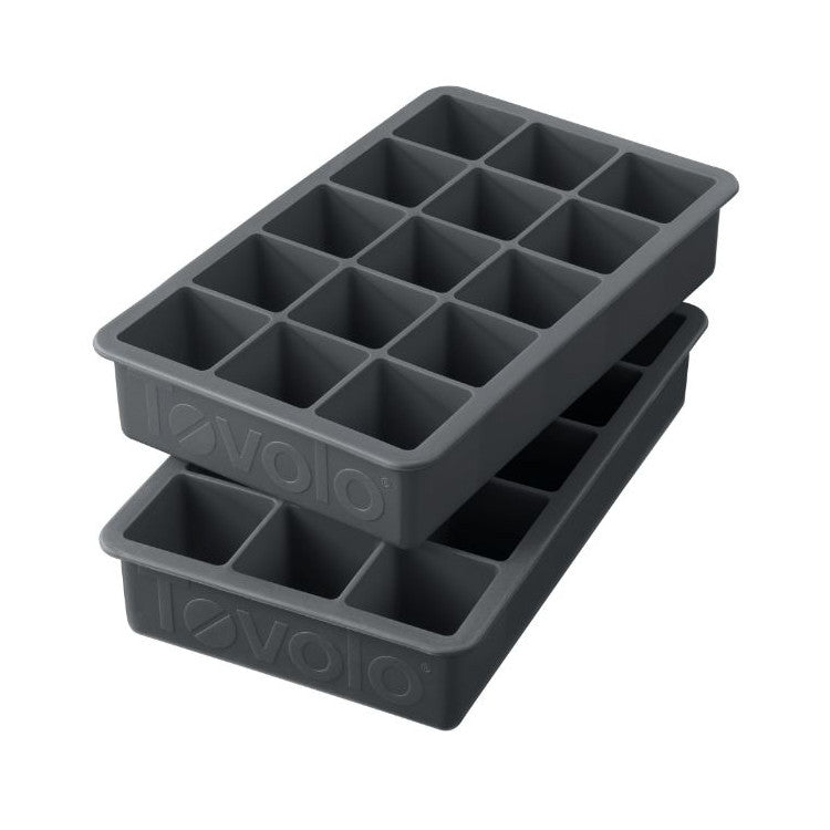 Ice Cube Tray - Silicone 15-Pocket Pack of 2 Charcoal