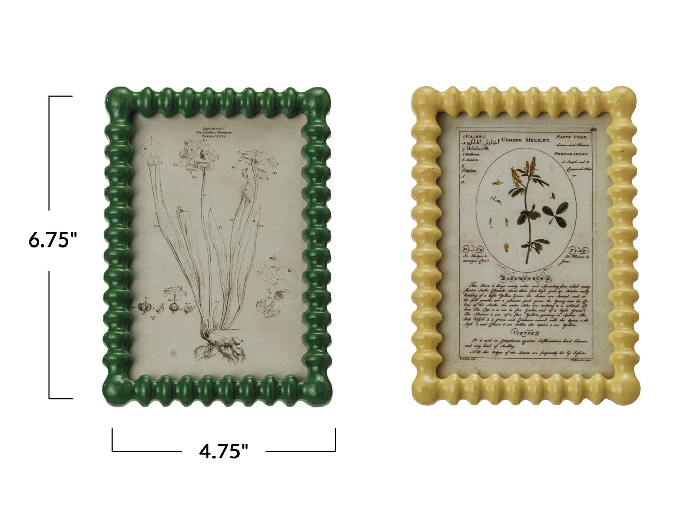 Frame Wood Spindle Green or Yellow 4" x 6" (Sold Individually)