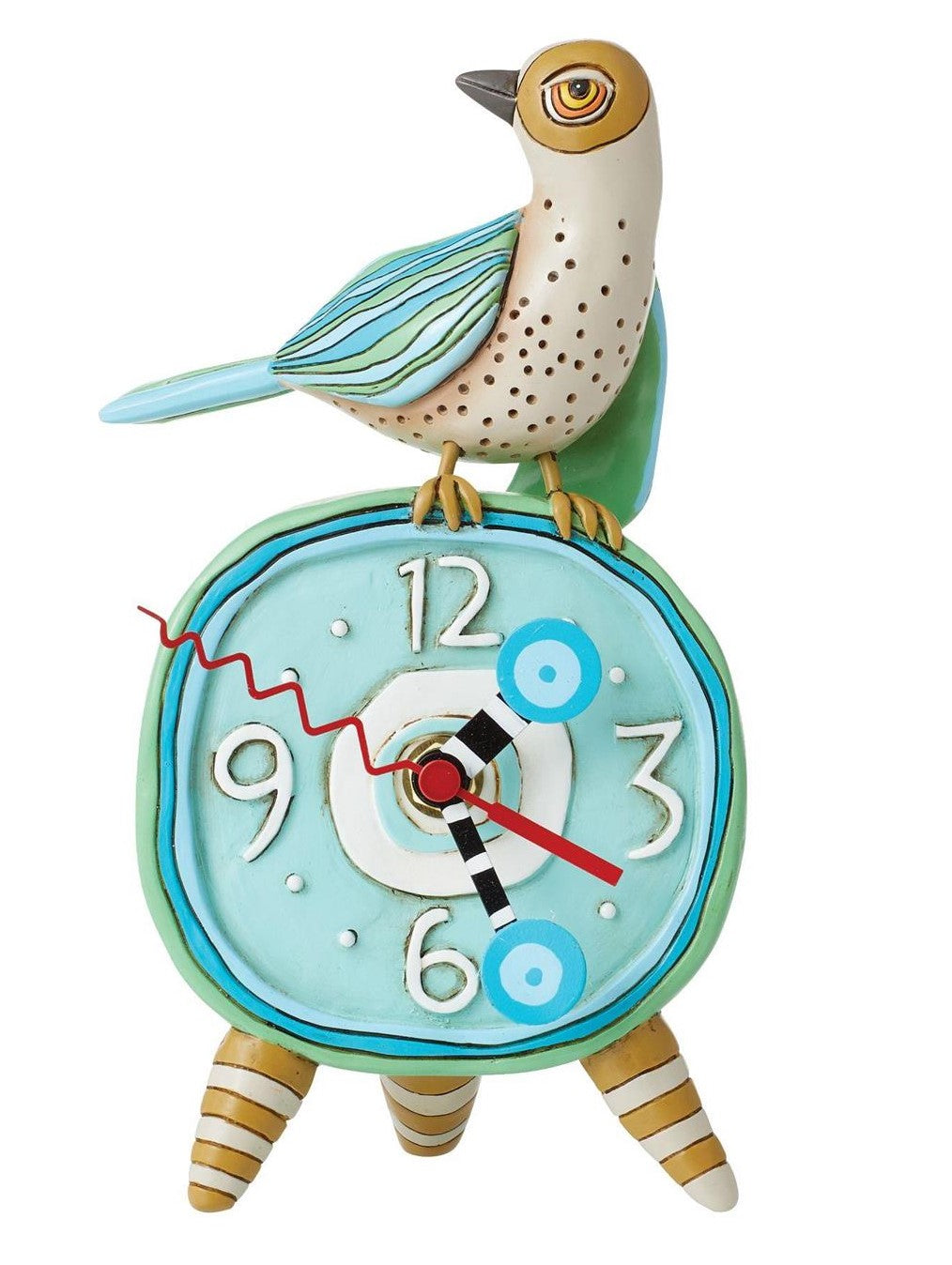 Clock Desk Top Perched Bird