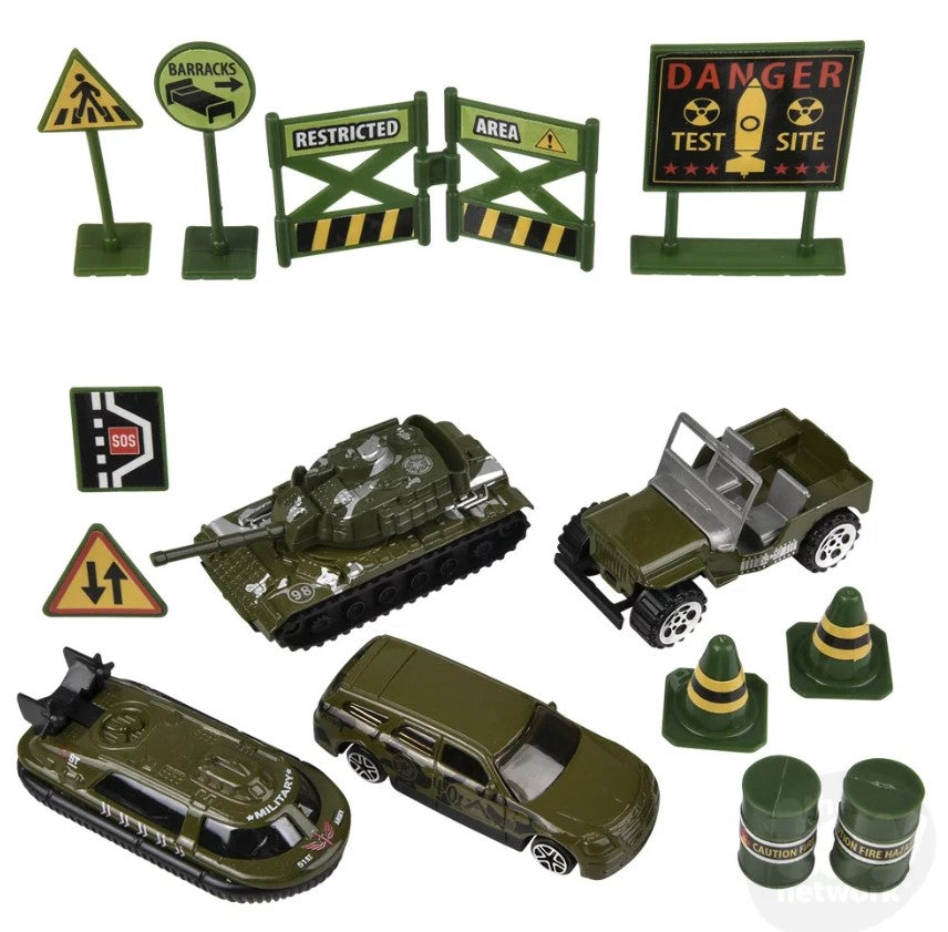 Diecast Play Set Military 15 Piece