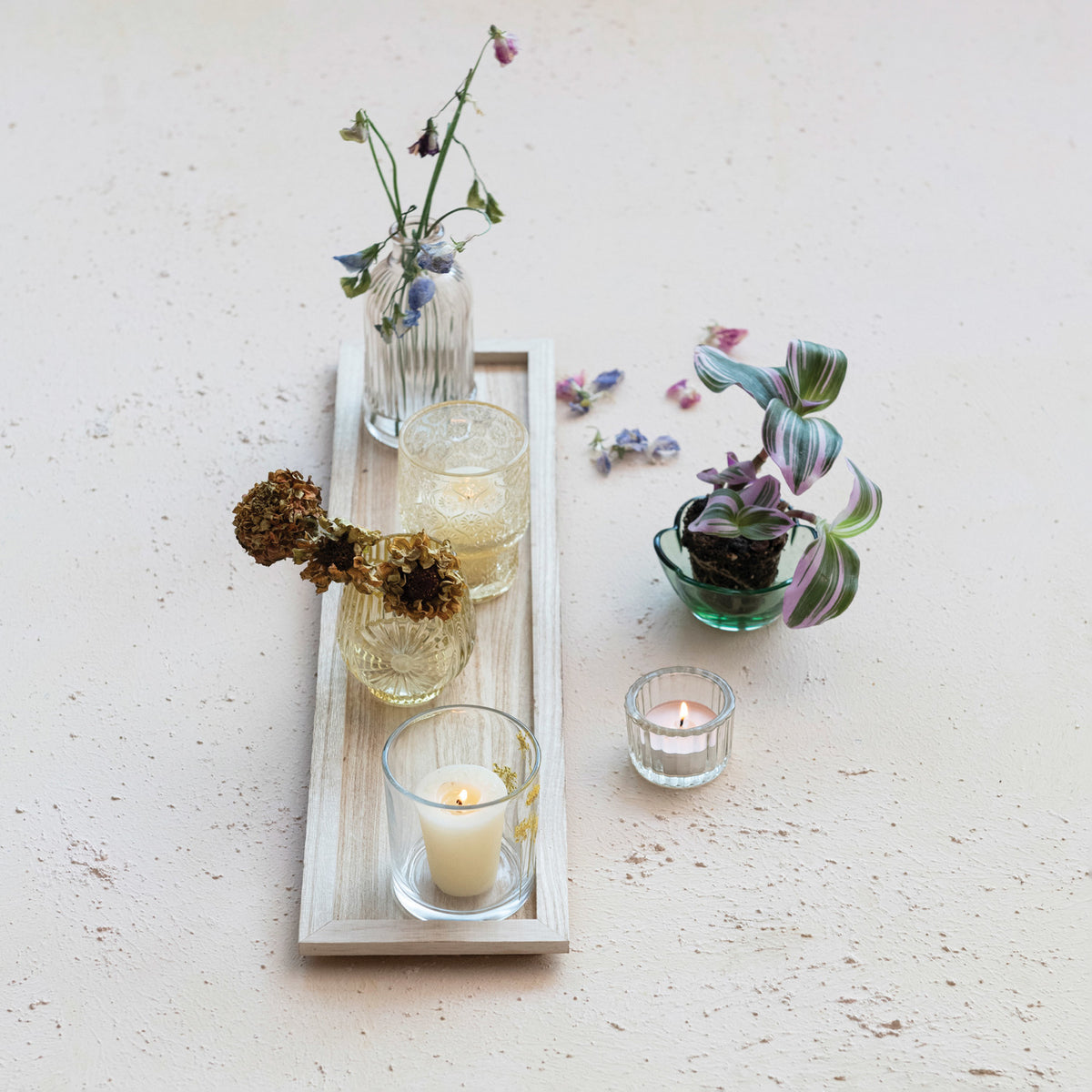 Vase Glass Bottle Shape Ribbed Peach - Sold Individually