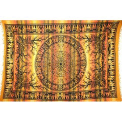 Tapestry Full Size Overprint Madras Elephant Yellow