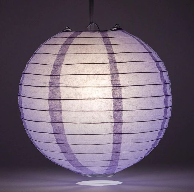 String Lights Paper Lanterns Set of 10 4" Round Lavender