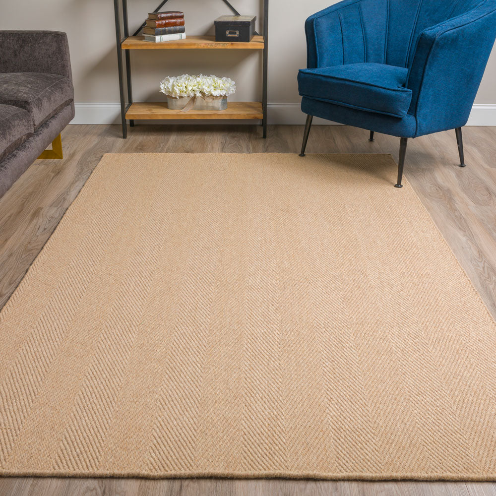 Monaco Herringbone Wool Rug Ecru 5' X 7'6"