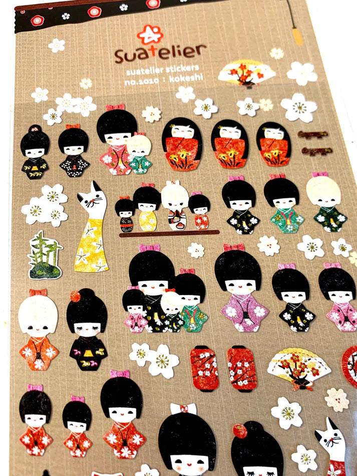 Stickers Kokeshi Dolls Korean Paper