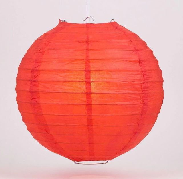 String Lights Paper Lanterns Set of 10 4" Round Red