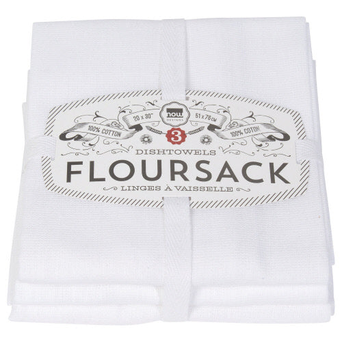 White Floursack Dishtowels Set of 3