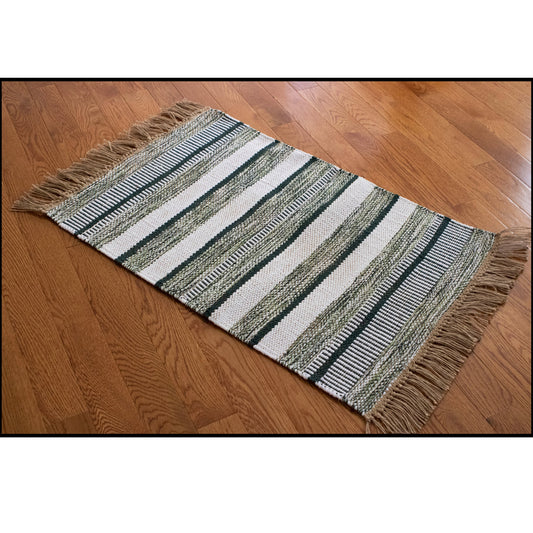 Rug Striped Jutex Forest Green 3'x5