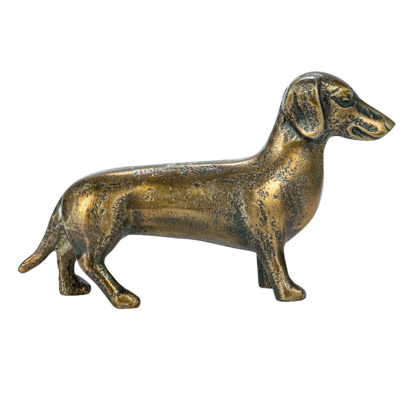 Decor Figurine Cast Aluminum Dachshund Brass Finish