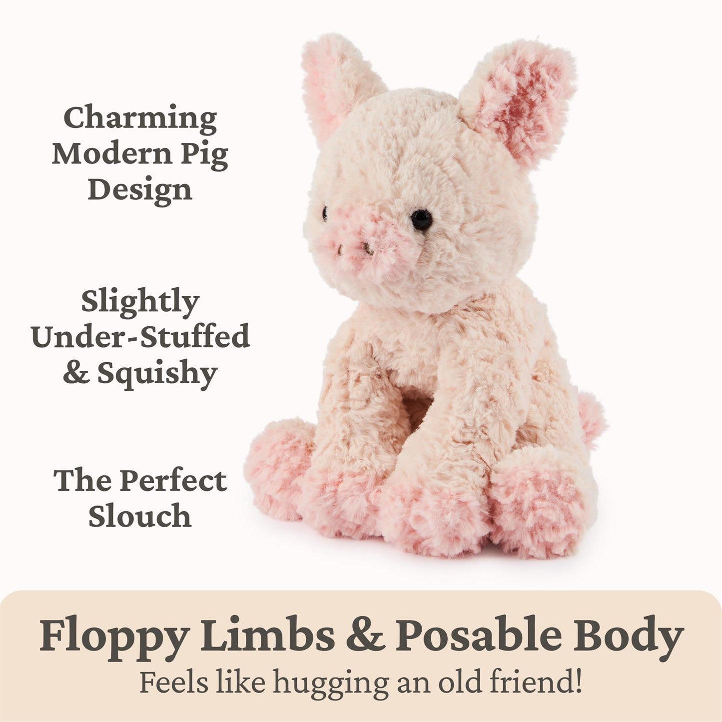 Plush Cozys Pig Peachy Pink 10"