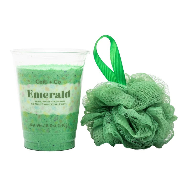 Gem Milkshake - Emerald (Bubble Bath and Loofah)