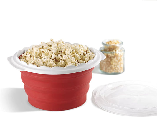 Kitchen Gadget - Collapsible Silicone Microwave Popcorn Popper Red