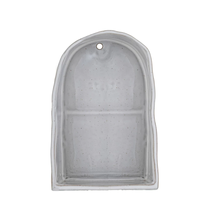 Wall Shelf Stoneware Reactive Glaze White (Each One Will Vary)